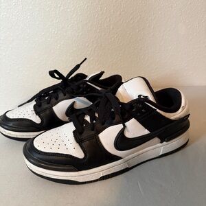 Nike Dunk Low Twist "Panda" athletic shoes black and white leather woman’s 8.5